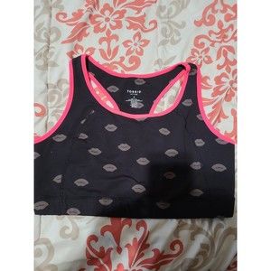 Torrid Active Sport Bra SZ 2  Longline Athletic black/pink lips designed 👌